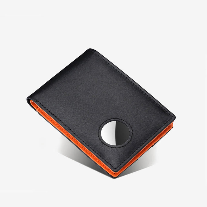 Diebstahlsichere RFID-blockierende Vordertaschen-Geldbörse aus Leder mit Airtag-Halter 