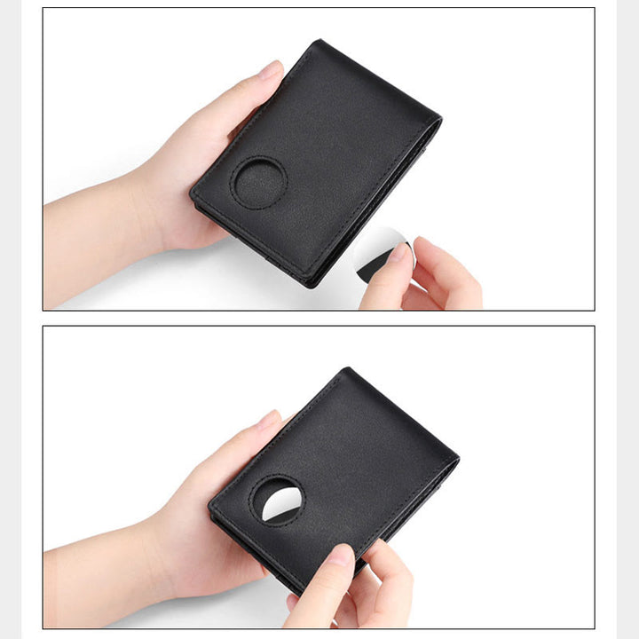 Diebstahlsichere RFID-blockierende Vordertaschen-Geldbörse aus Leder mit Airtag-Halter 