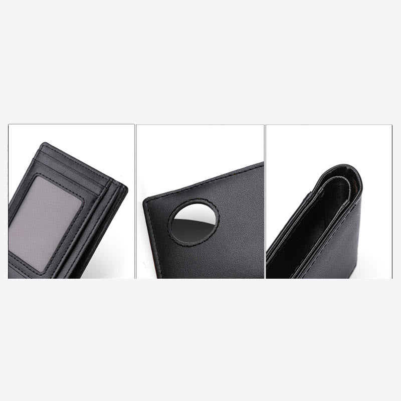 Diebstahlsichere RFID-blockierende Vordertaschen-Geldbörse aus Leder mit Airtag-Halter 