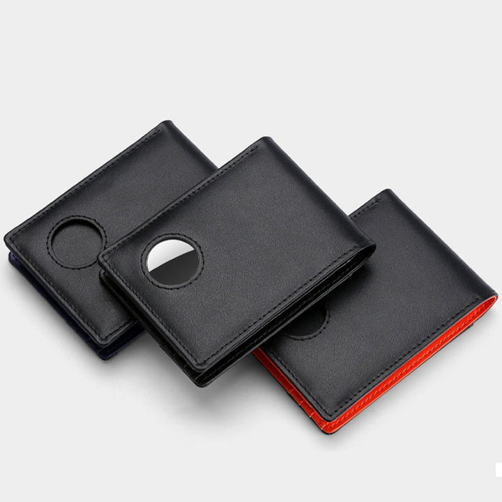 Diebstahlsichere RFID-blockierende Vordertaschen-Geldbörse aus Leder mit Airtag-Halter 