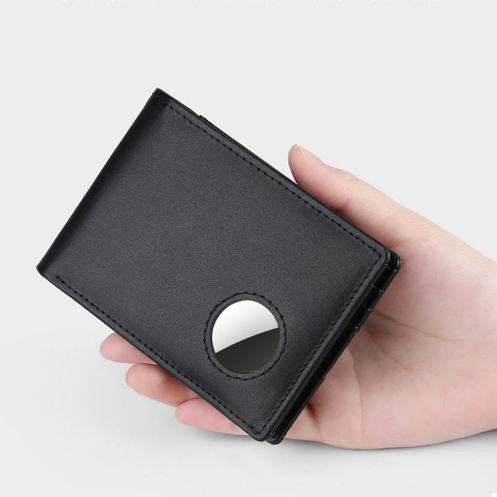 Diebstahlsichere RFID-blockierende Vordertaschen-Geldbörse aus Leder mit Airtag-Halter 