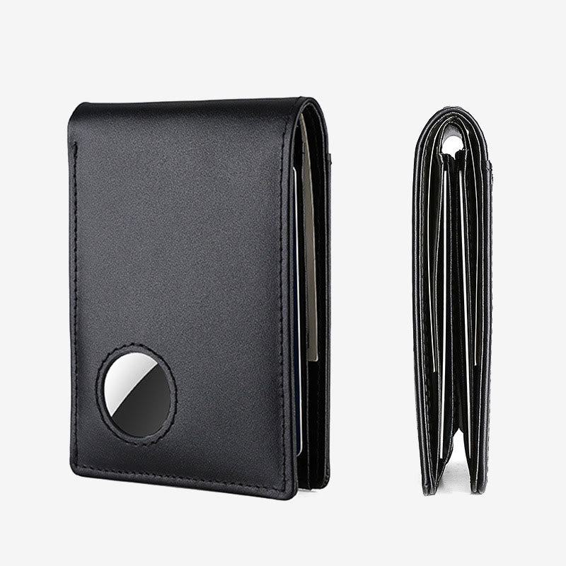 Diebstahlsichere RFID-blockierende Vordertaschen-Geldbörse aus Leder mit Airtag-Halter 