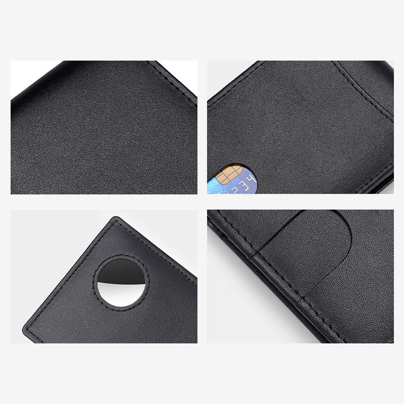 Diebstahlsichere RFID-blockierende Vordertaschen-Geldbörse aus Leder mit Airtag-Halter 