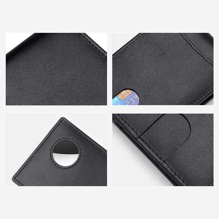 Diebstahlsichere RFID-blockierende Vordertaschen-Geldbörse aus Leder mit Airtag-Halter 