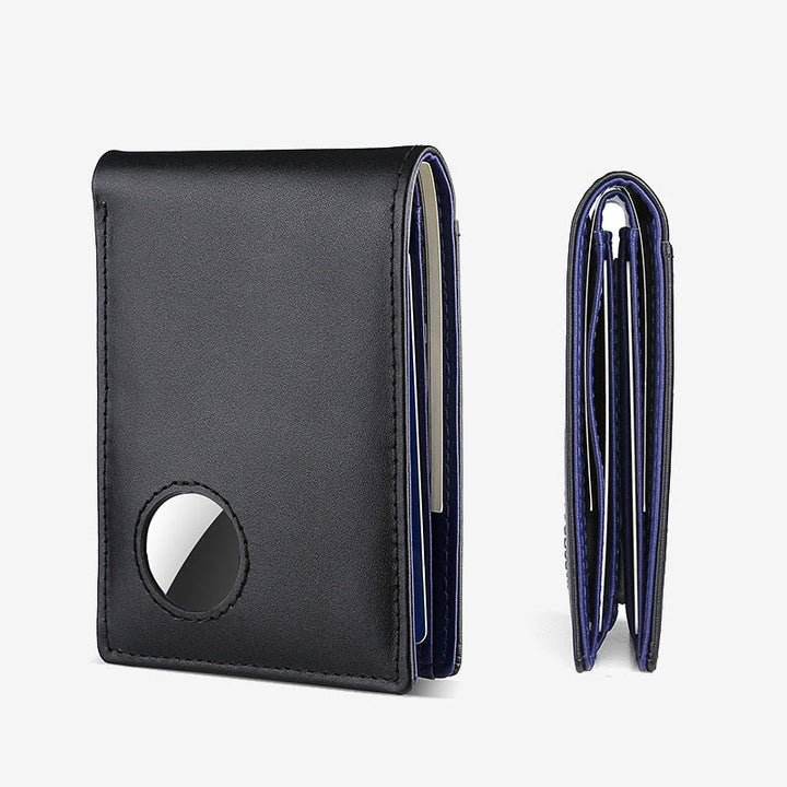 Diebstahlsichere RFID-blockierende Vordertaschen-Geldbörse aus Leder mit Airtag-Halter 