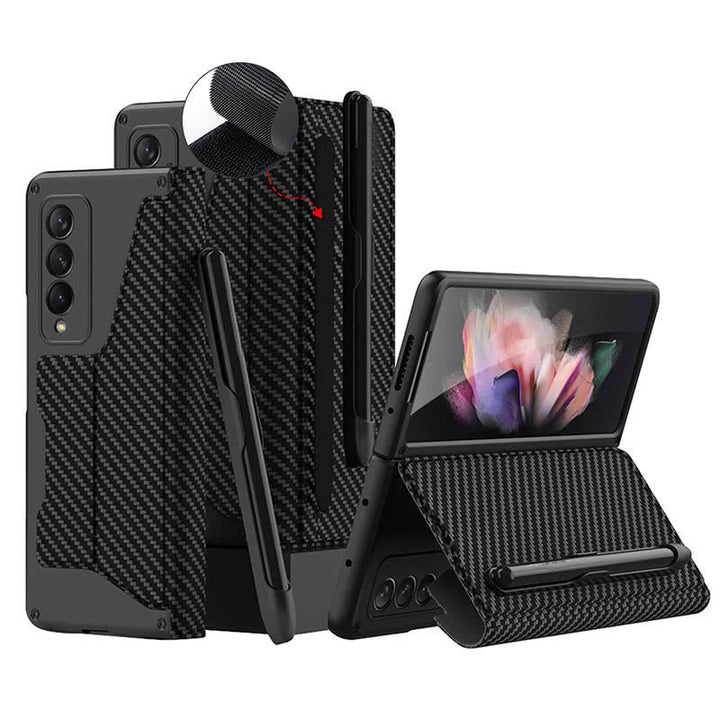 Leder-Brieftaschenhülle für Galaxy Z Fold 3/4 mit abnehmbarem S-Pen-Halter und Ständer