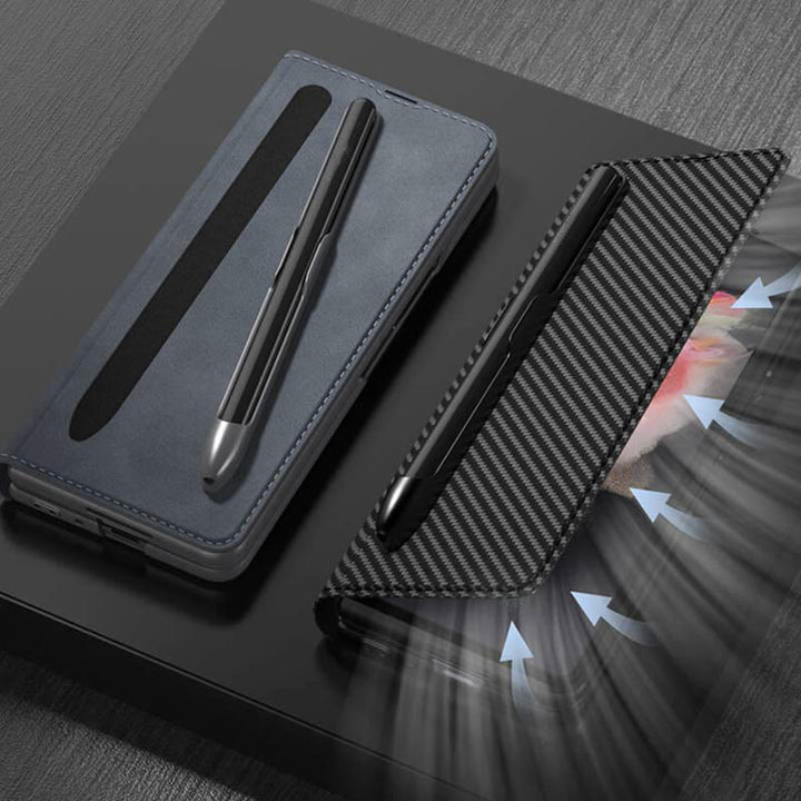 Leder-Brieftaschenhülle für Galaxy Z Fold 3/4 mit abnehmbarem S-Pen-Halter und Ständer