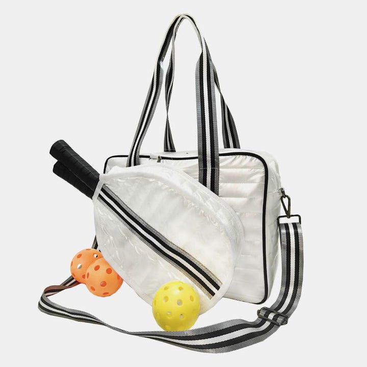 Pickleball-Schlägertasche für Sport, gestreifte Umhängetasche aus Daunenbaumwolle