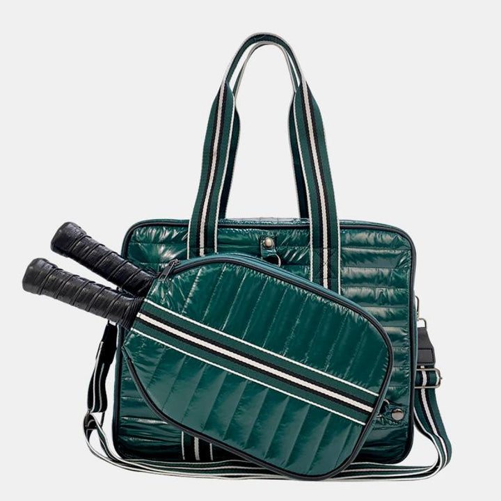 Pickleball-Schlägertasche für Sport, gestreifte Umhängetasche aus Daunenbaumwolle
