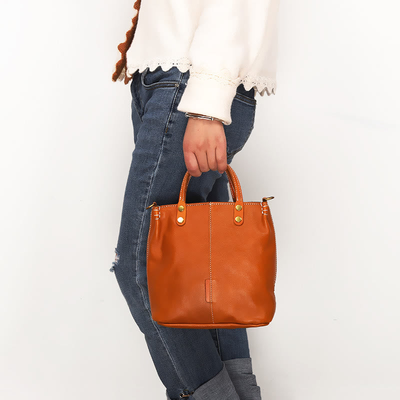 Handgemachte Einkaufstasche für Frauen elegante Retro weiche Ledertasche