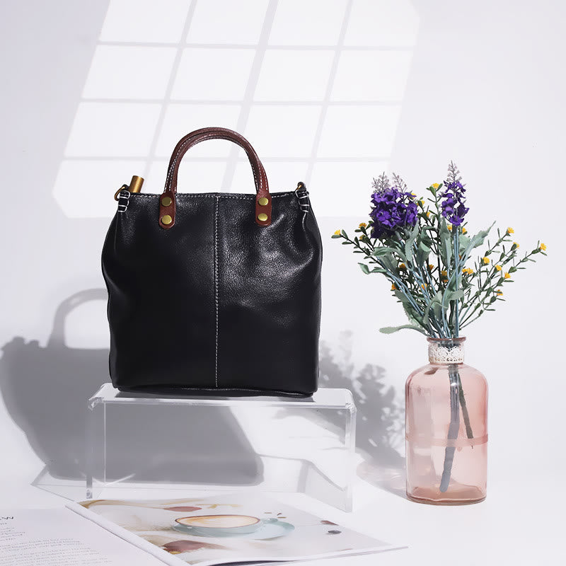 Handgemachte Einkaufstasche für Frauen elegante Retro weiche Ledertasche