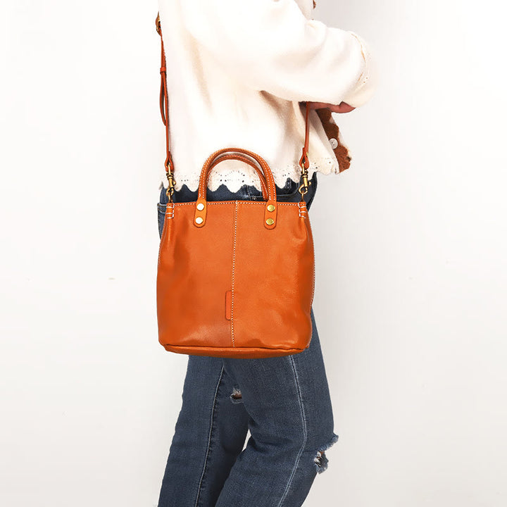 Handgemachte Einkaufstasche für Frauen elegante Retro weiche Ledertasche