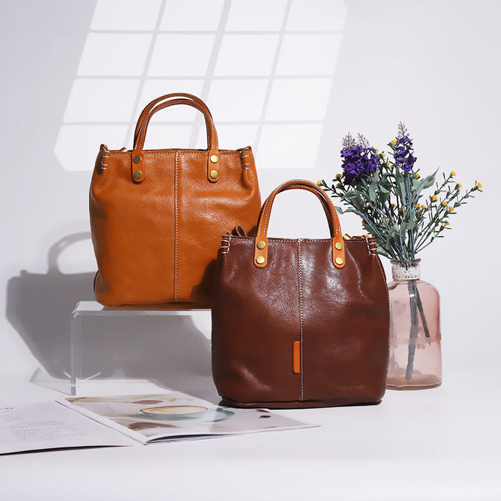Handgemachte Einkaufstasche für Frauen elegante Retro weiche Ledertasche