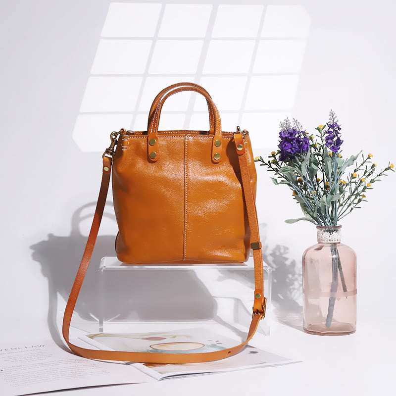 Handgemachte Einkaufstasche für Frauen elegante Retro weiche Ledertasche