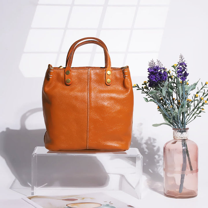 Handgemachte Einkaufstasche für Frauen elegante Retro weiche Ledertasche