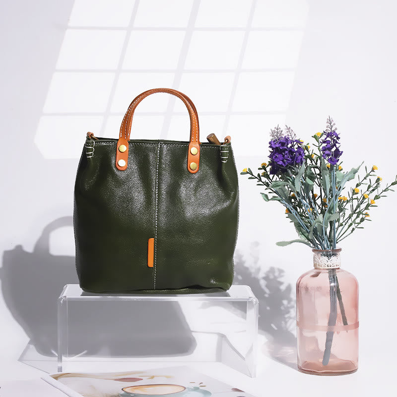 Handgemachte Einkaufstasche für Frauen elegante Retro weiche Ledertasche