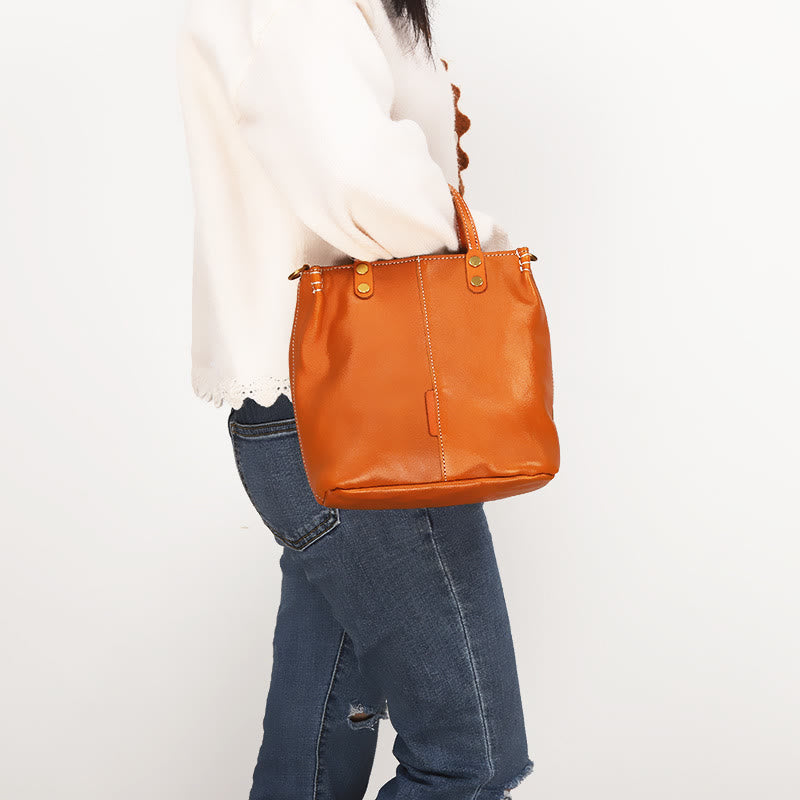 Handgemachte Einkaufstasche für Frauen elegante Retro weiche Ledertasche