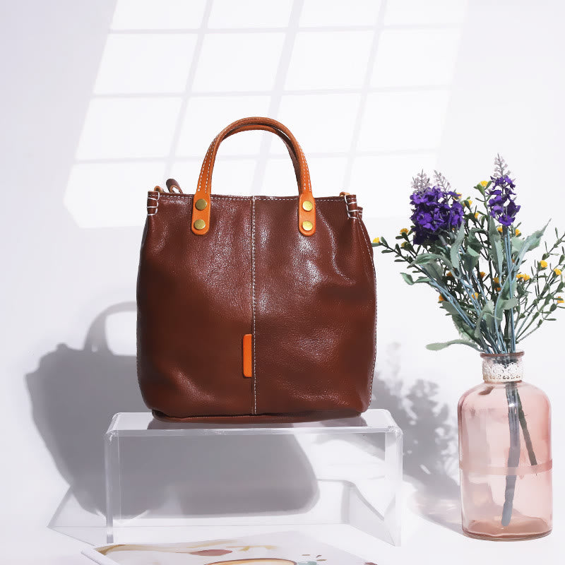 Handgemachte Einkaufstasche für Frauen elegante Retro weiche Ledertasche
