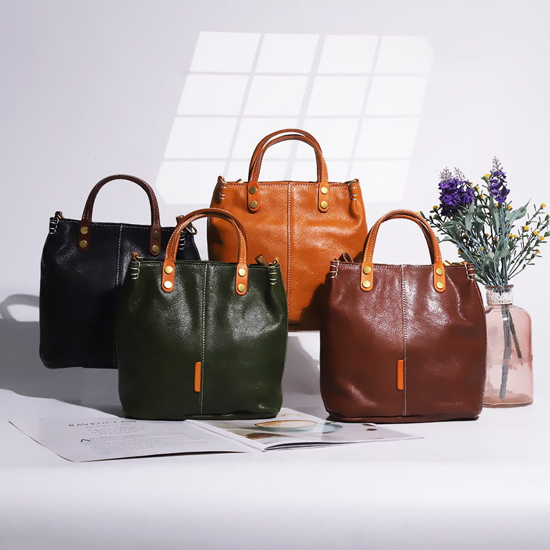 Handgemachte Einkaufstasche für Frauen elegante Retro weiche Ledertasche