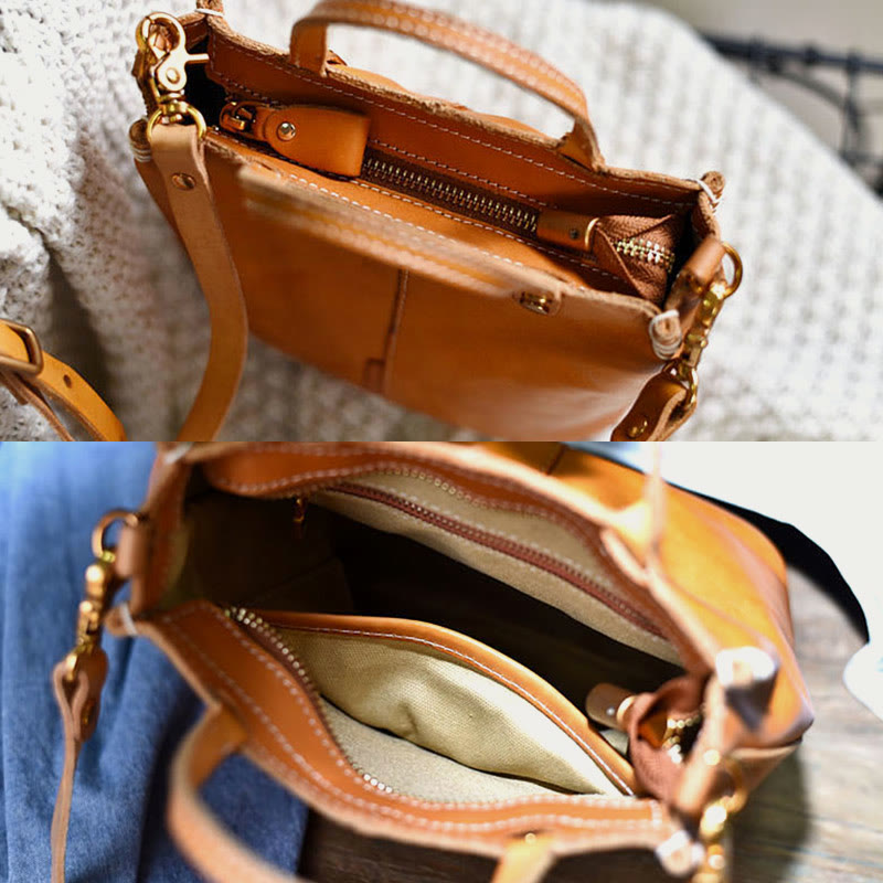 Handgemachte Einkaufstasche für Frauen elegante Retro weiche Ledertasche