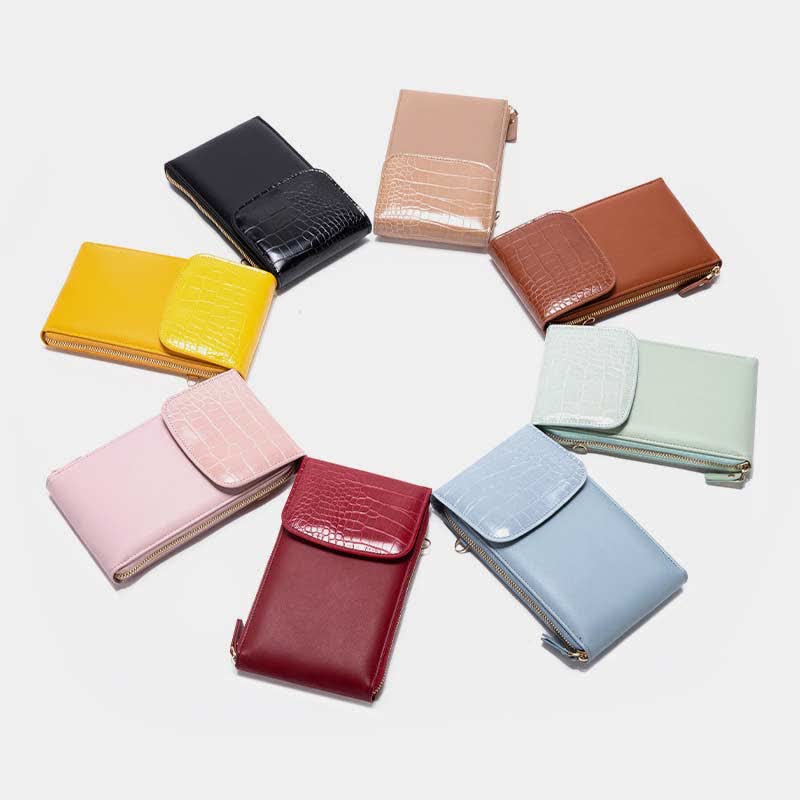 Schlanke, leichte Umhängetasche aus Leder für Damen, Handytasche, Kreditkartenhalter