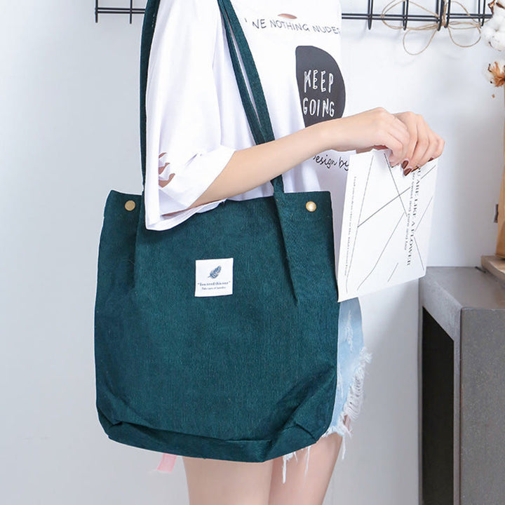 Tragetasche für Damen, großes Fassungsvermögen, Cord-Schultertasche