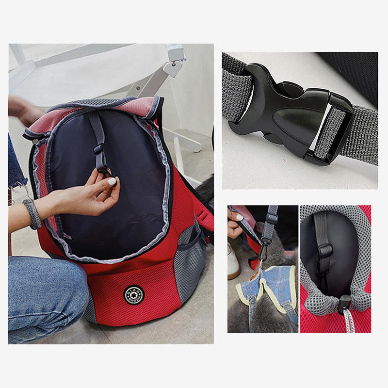 Haustierträger-Rucksack, belüfteter Netz-Rucksack mit Sicherheitsgurt