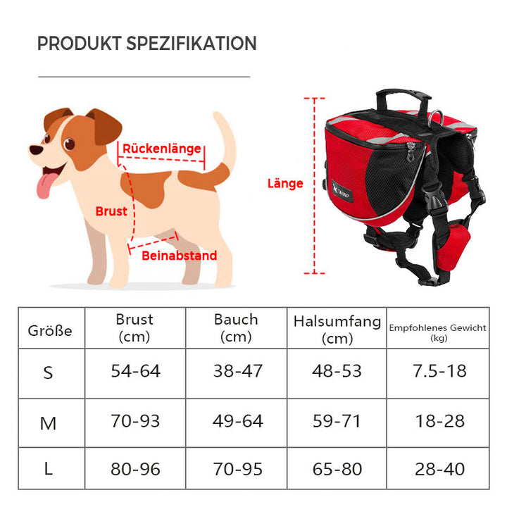 Outdoor-Hunderucksack Y-förmige Satteltasche für mittelgroße und große Hunde