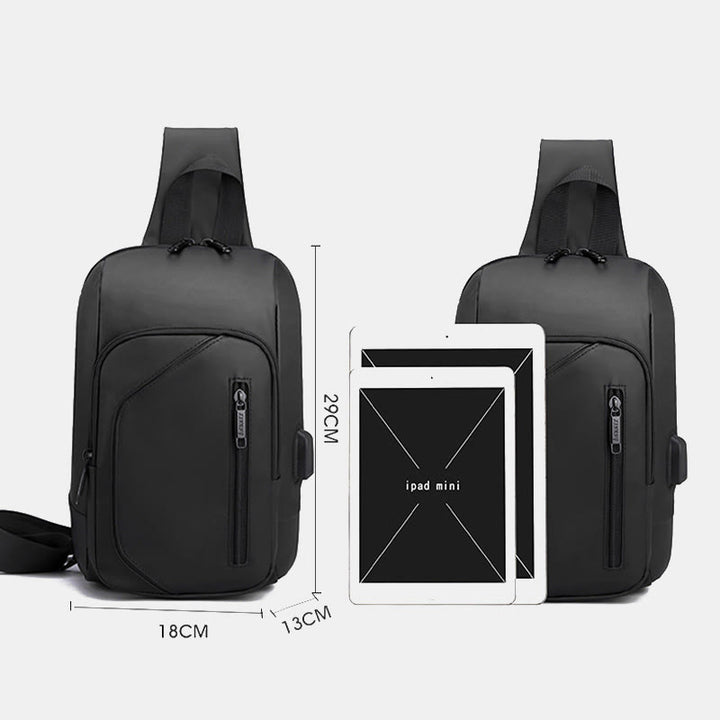Wasserdichte, lässige Schultertasche mit USB-Ladeanschluss