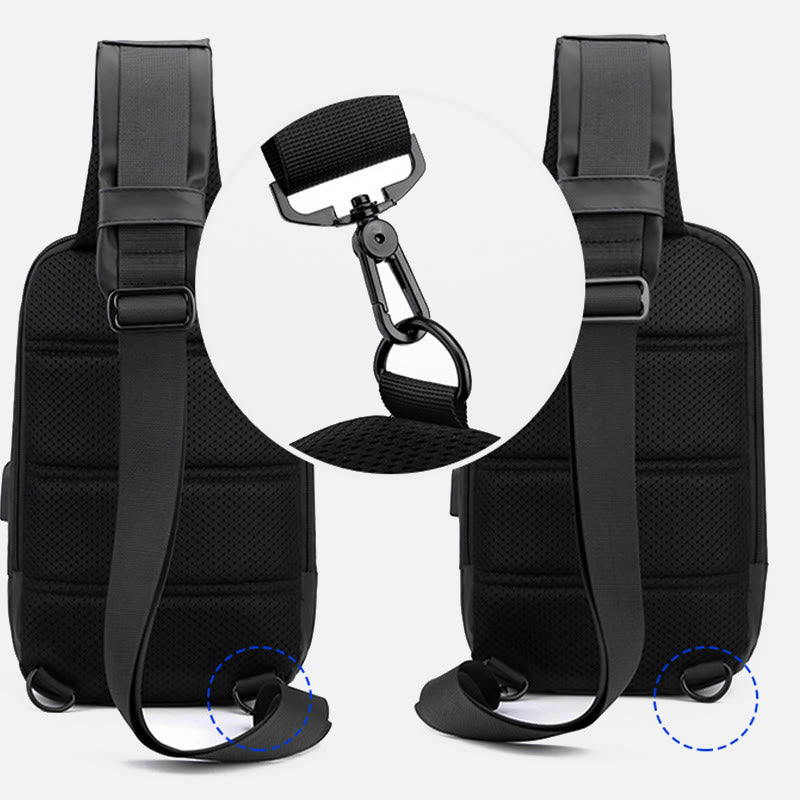 Wasserdichte, lässige Schultertasche mit USB-Ladeanschluss