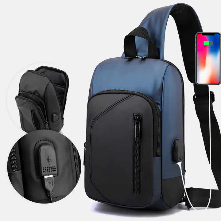 Wasserdichte, lässige Schultertasche mit USB-Ladeanschluss
