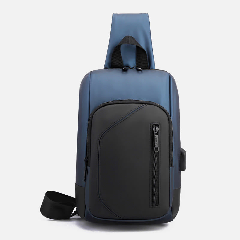 Wasserdichte, lässige Schultertasche mit USB-Ladeanschluss