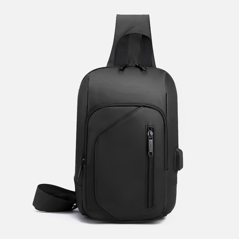 Wasserdichte, lässige Schultertasche mit USB-Ladeanschluss