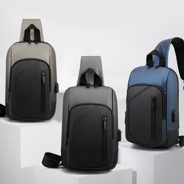 Wasserdichte, lässige Schultertasche mit USB-Ladeanschluss