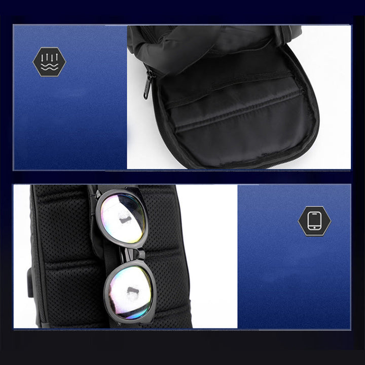 Wasserdichte, lässige Schultertasche mit USB-Ladeanschluss