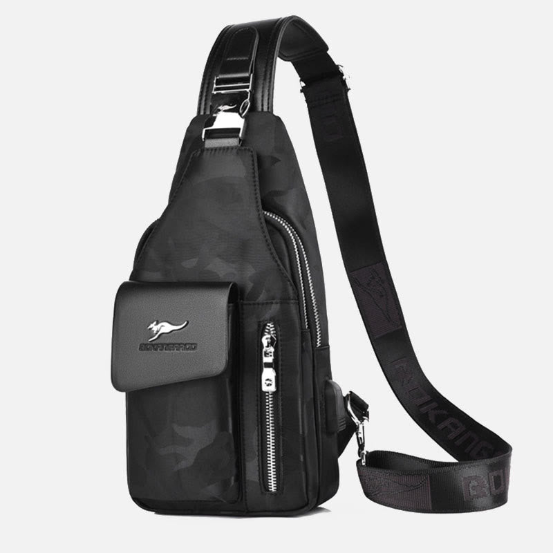 Doppelschichtige Lässige Umhängetasche Ein-Schulter Rucksack für Männer