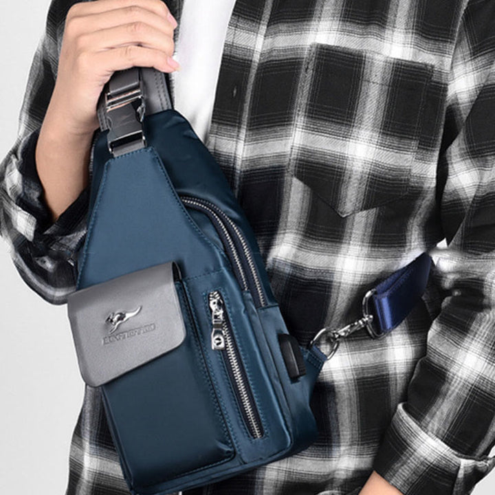 Doppelschichtige Lässige Umhängetasche Ein-Schulter Rucksack für Männer