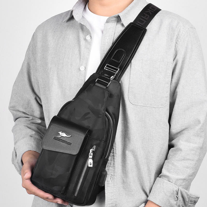 Doppelschichtige Lässige Umhängetasche Ein-Schulter Rucksack für Männer