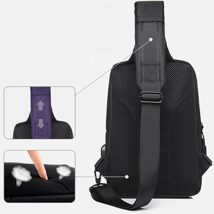 Travel Business One-Shoulder Rucksack Sling Bag mit USB-Ladeanschluss