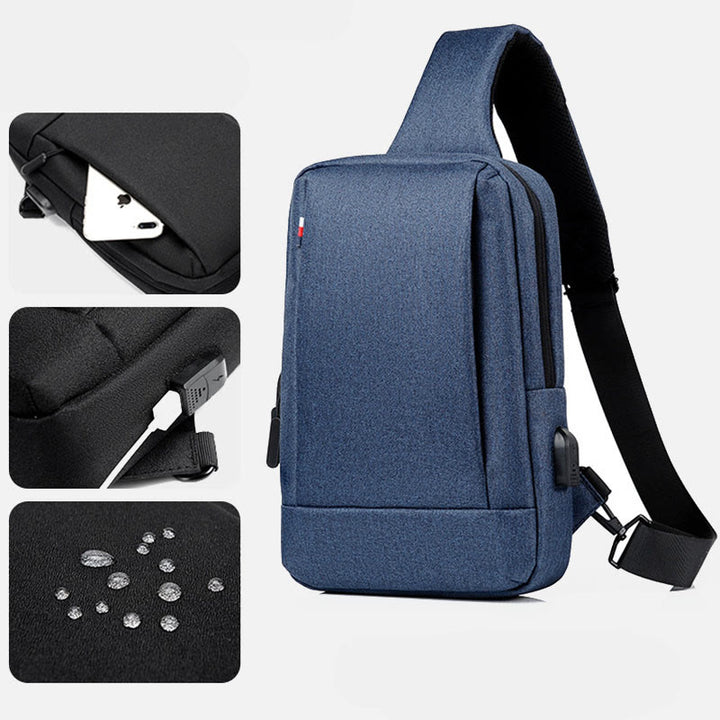 Travel Business One-Shoulder Rucksack Sling Bag mit USB-Ladeanschluss