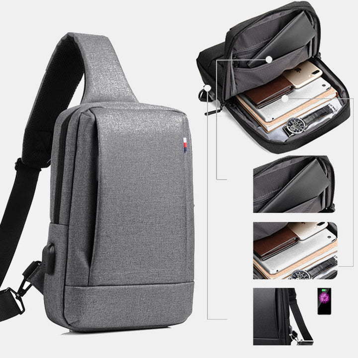 Travel Business One-Shoulder Rucksack Sling Bag mit USB-Ladeanschluss