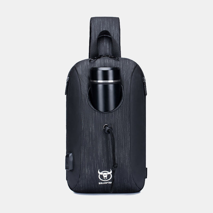 Business Sling Rucksack Brusttasche Daypack mit Flaschenhalter