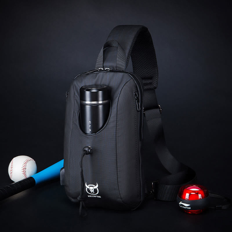 Business Sling Rucksack Brusttasche Daypack mit Flaschenhalter