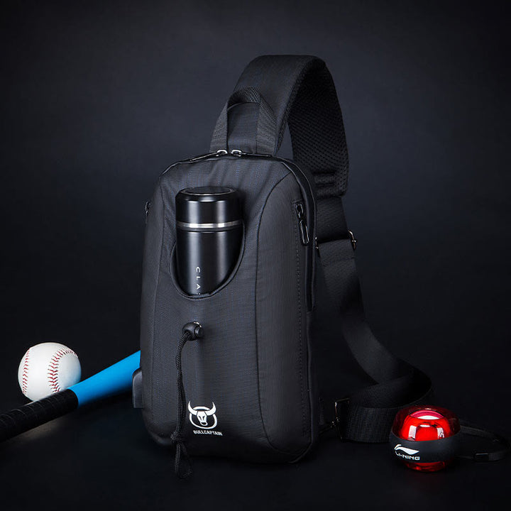 Business Sling Rucksack Brusttasche Daypack mit Flaschenhalter