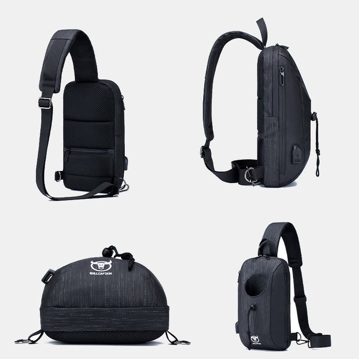 Business Sling Rucksack Brusttasche Daypack mit Flaschenhalter