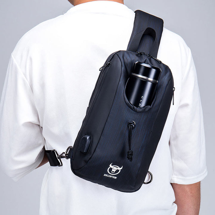 Business Sling Rucksack Brusttasche Daypack mit Flaschenhalter
