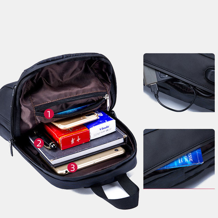 Business Sling Rucksack Brusttasche Daypack mit Flaschenhalter