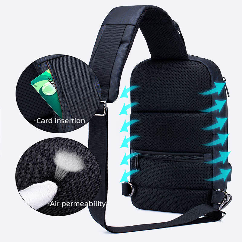 Business Sling Rucksack Brusttasche Daypack mit Flaschenhalter