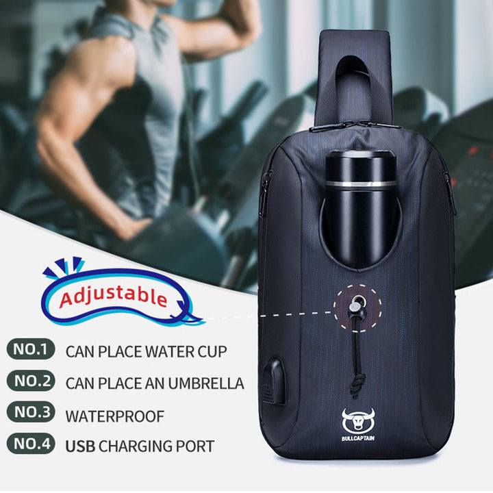 Business Sling Rucksack Brusttasche Daypack mit Flaschenhalter