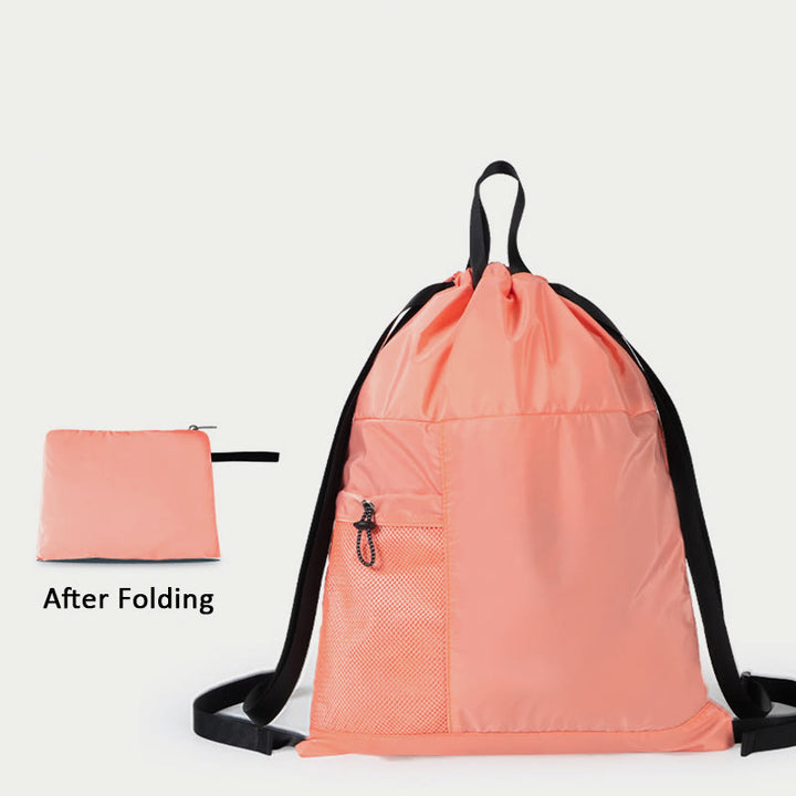 Faltbarer einfarbiger Kordelzug Rucksack Sport Reisen tragbarer Tagesrucksack